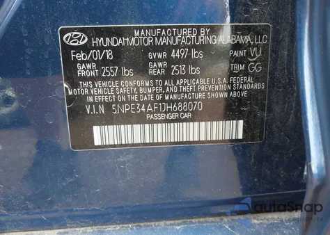 2018 Hyundai Sonata Sel из США, поврежденный, VIN 5NPE34AF1JH688070